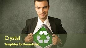  Presentation with recycle - Amazing slide deck having work enviroment - enviromentalist business man tearing off backdrop and a  colored foreground
