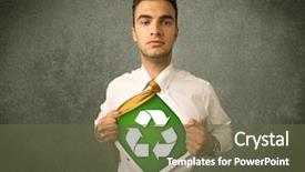  Presentation with recycle - Amazing slide set having work enviroment - enviromentalist business man tearing off backdrop and a  colored foreground