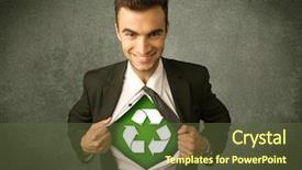  Presentation with 3d man business leader - Colorful slide deck enhanced with work enviroment - enviromentalist business man tearing off backdrop and a tawny brown colored foreground