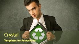  Presentation with recycle - PPT theme having work enviroment - enviromentalist business man tearing off background and a  colored foreground