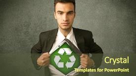  Presentation with recycle - Colorful slide deck enhanced with work enviroment - enviromentalist business man tearing off backdrop and a tawny brown colored foreground