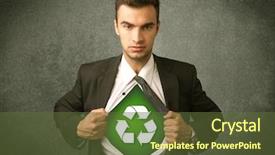  Presentation with recycle - Slide deck consisting of work enviroment - enviromentalist business man tearing off background and a  colored foreground