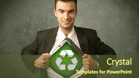  Presentation with recycle - Slides featuring work enviroment - enviromentalist business man tearing off background and a tawny brown colored foreground