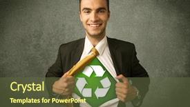  Presentation with recycle - Beautiful theme featuring work enviroment - environmentalist business man tearing off backdrop and a tawny brown colored foreground