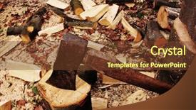  Presentation with wood - Beautiful presentation theme featuring work enviroment - forester chopping wood backdrop and a  colored foreground