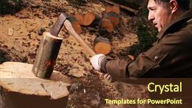  Presentation with wood sculpture - Cool new theme with work enviroment - forester chopping wood backdrop and a  colored foreground
