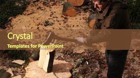  Presentation with wood - Amazing PPT theme having work enviroment - forester chopping wood backdrop and a tawny brown colored foreground