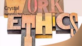  Presentation with ethics - Colorful slide deck enhanced with work ethics - isolated word abstract backdrop and a coral colored foreground
