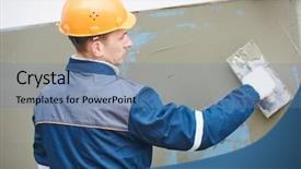  Presentation with facade - Audience pleasing slides consisting of work fiberglass reinforcing plastering mesh backdrop and a teal colored foreground