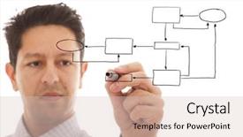  Presentation with diagram - Presentation theme enhanced with work flow - businessman writing a diagram background and a lemonade colored foreground