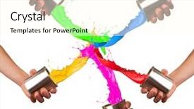  Presentation with cans canned tuna isolated - Theme consisting of work flow - painters splashing paint from cans background and a cream colored foreground