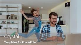  Presentation with living room - PPT layouts consisting of work-from-home-daughter-interrupting background and a gray colored foreground