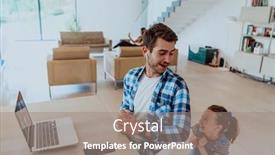  Presentation with living room - Presentation theme with work-from-home-daughter-interrupting background and a coral colored foreground