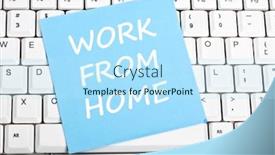  Presentation with keyboard - Presentation theme having work-from-home-mesage background and a arctic colored foreground