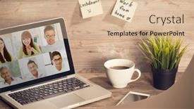  Presentation with video conferencing - Cool new PPT theme with work-from-home-video-conferencing backdrop and a lemonade colored foreground