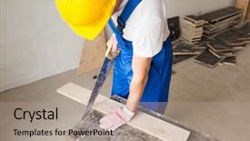  Presentation with people helping each teamwork couple - Slide deck featuring work gloves - building carpentry repair teamwork background and a  colored foreground