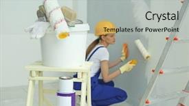  Presentation with repair - Beautiful slides featuring work gloves - set of instruments for making backdrop and a light gray colored foreground