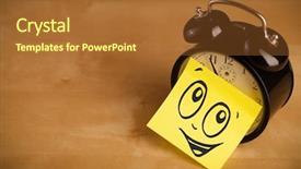  Presentation with work happy hour - PPT theme featuring work happy hour - drawn smiley face background and a red colored foreground