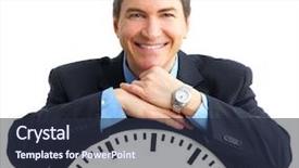  Presentation with clock - Audience pleasing presentation theme consisting of work happy hour - handsome businessman holding the clock backdrop and a tawny brown colored foreground