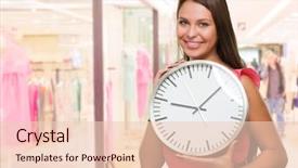  Presentation with work happy hour - PPT layouts consisting of work happy hour - portrait of a young woman background and a lemonade colored foreground