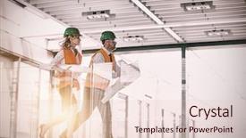  Presentation with architects - Presentation theme featuring working hard - architects running with blueprint background and a lemonade colored foreground