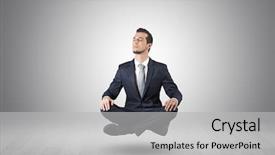  Presentation with yoga - Colorful PPT theme enhanced with mind control - businessman levitates and sitting backdrop and a  colored foreground