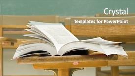  Presentation with open book - PPT theme having working hard - open book on a desk background and a gray colored foreground