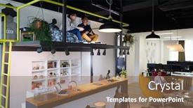  Presentation with office workers - Presentation consisting of work-hard-play-hard-workers background and a violet colored foreground