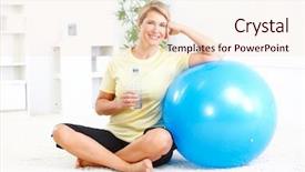  Presentation with spring water - Presentation featuring work health - fitness woman with a bottle background and a lemonade colored foreground