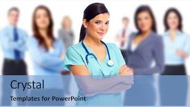 Presentation with health-care - Slide set consisting of work healthnurse - medical doctor woman over health background and a  colored foreground