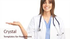  Presentation with medical smiling doctor - Slide deck consisting of work healthnurse - smiling medical doctor with stethoscope background and a sky blue colored foreground