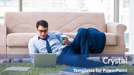  Presentation with working - Beautiful presentation theme featuring work home and working overtime backdrop and a ocean colored foreground