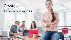  Presentation with entrepreneur - Audience pleasing slides consisting of work hub for independent backdrop and a white colored foreground