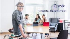  Presentation with commuter - Audience pleasing presentation theme consisting of work hub for independent backdrop and a sky blue colored foreground