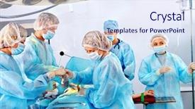  Presentation with operating room - Presentation design featuring work in operating room background and a sky blue colored foreground