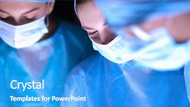  Presentation with operating room - Colorful PPT theme enhanced with work in operating room backdrop and a teal colored foreground