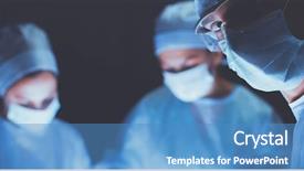  Presentation with team work nursing - Slide set with nursing lamp - team surgeon at work background and a teal colored foreground