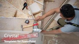  Presentation with interior - Amazing slide deck having work-in-progress-on-stylish backdrop and a coral colored foreground