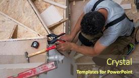  Presentation with carpenter - PPT theme consisting of work-in-progress-on-stylish background and a tawny brown colored foreground