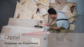  Presentation with work - Audience pleasing theme consisting of work-in-progress-on-stylish backdrop and a light gray colored foreground