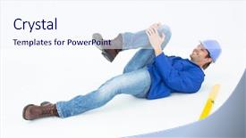 Presentation with knee pain - Cool new theme with construction injury - architect suffering from knee pain backdrop and a sky blue colored foreground