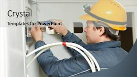  Presentation with energy meter - Theme consisting of work installing energy saving meter background and a light gray colored foreground