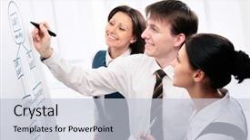  Presentation with young business people - Audience pleasing slide deck consisting of work instruction - young business people consult backdrop and a lemonade colored foreground