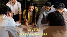  Presentation with office room - Presentation theme with work-late-concept-of-interracial background and a tawny brown colored foreground