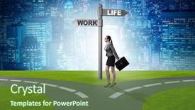  Presentation with work life balance - Colorful PPT theme enhanced with work life or home balance backdrop and a tawny brown colored foreground