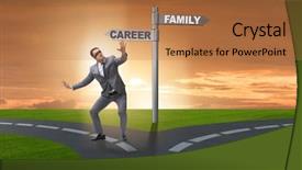  Presentation with work life balance - Amazing PPT theme having corporate job lost - work life or home balance backdrop and a coral colored foreground