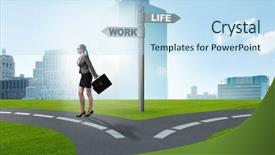  Presentation with work life balance - PPT layouts consisting of work life or home balance background and a sky blue colored foreground