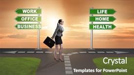  Presentation with work life balance - Theme with work life or home balance background and a violet colored foreground