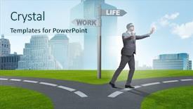  Presentation with work life balance - Amazing slide deck having corporate job lost - work life or home balance backdrop and a sky blue colored foreground