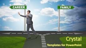  Presentation with work life balance - Colorful slide set enhanced with work life or home balance backdrop and a tawny brown colored foreground